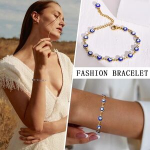 Beautiful bracelet, made of stainless steel, with evil eye color blue 🧿